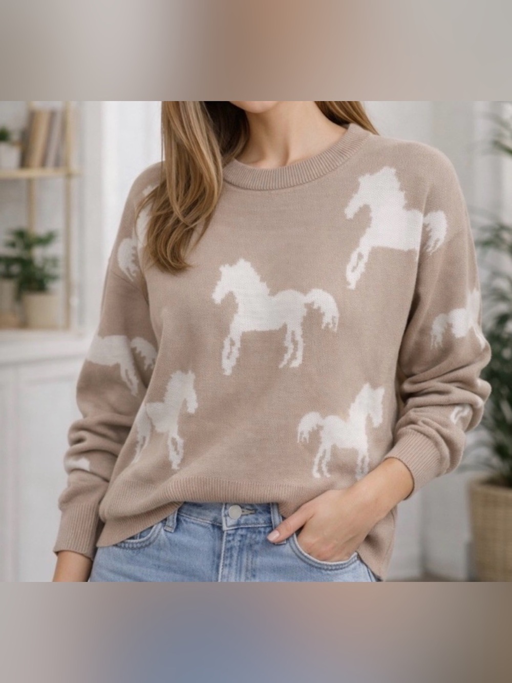 New Jason Wu Equestrian Horse print Viscose blend women’s sweater small s equine